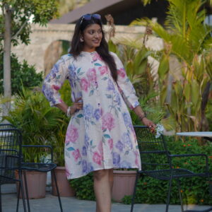 desvanii a line v neck full sleeve printed cotton kurti multi colour xl