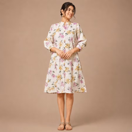 Women's Floral Printed Cotton Kurtis | Stylish Round/ V- Neck | Casual & Office Wear