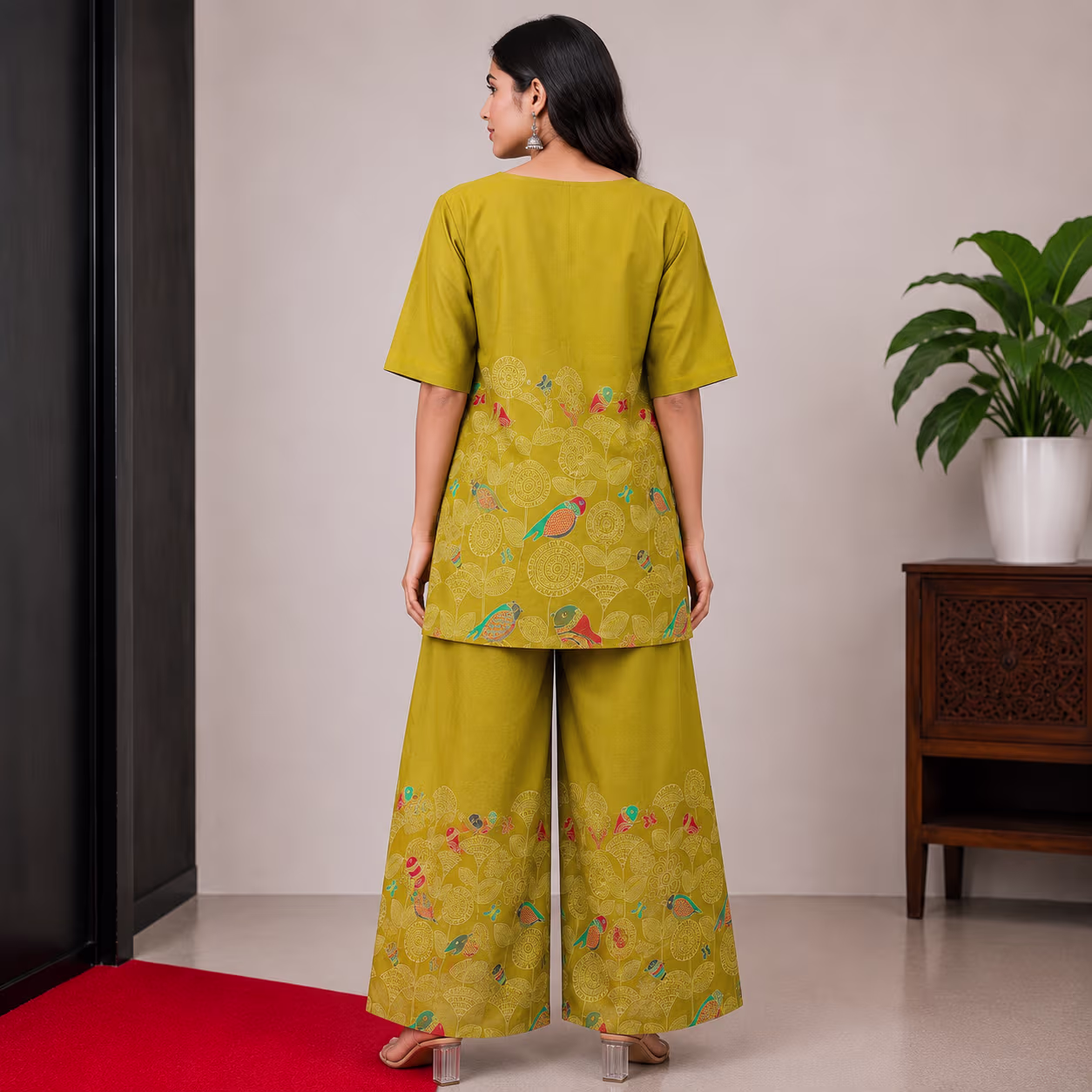 Women Printed Kurta Palazzo Set | 3/4 Sleeve Straight Kurti with Wide Leg Palazzo | Ethnic Wear Set - Image 18