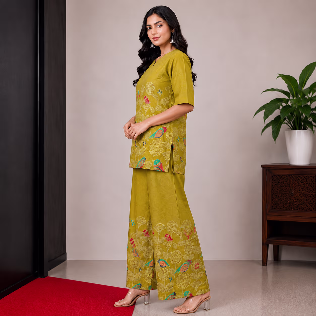 Women Printed Kurta Palazzo Set | 3/4 Sleeve Straight Kurti with Wide Leg Palazzo | Ethnic Wear Set - Image 17