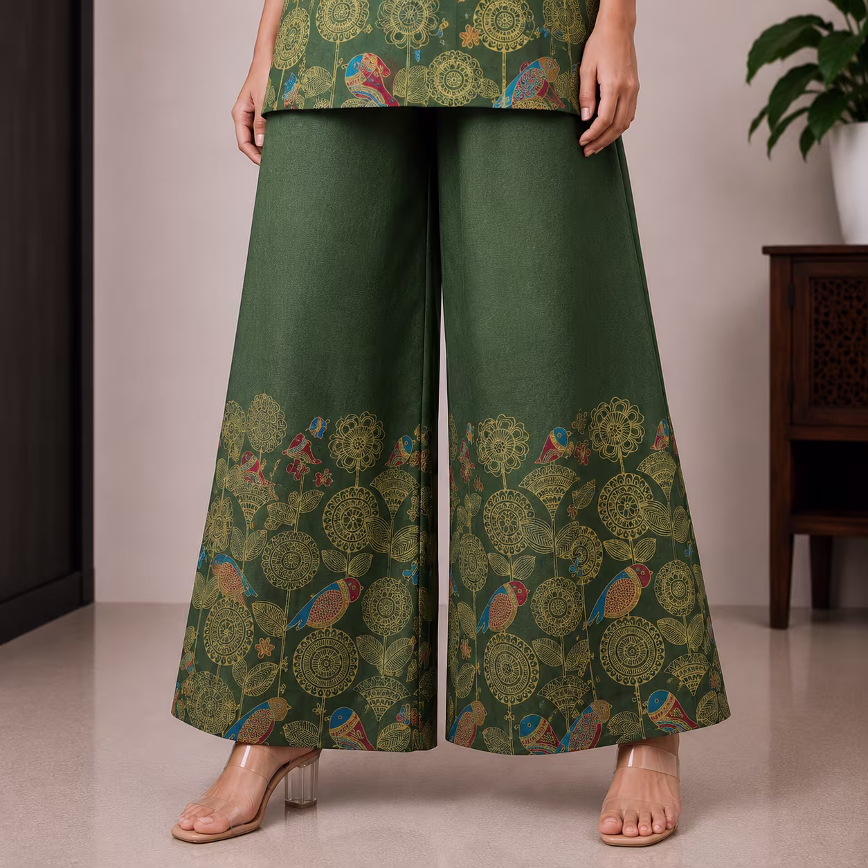 Women Printed Kurta Palazzo Set | 3/4 Sleeve Straight Kurti with Wide Leg Palazzo | Ethnic Wear Set - Image 5