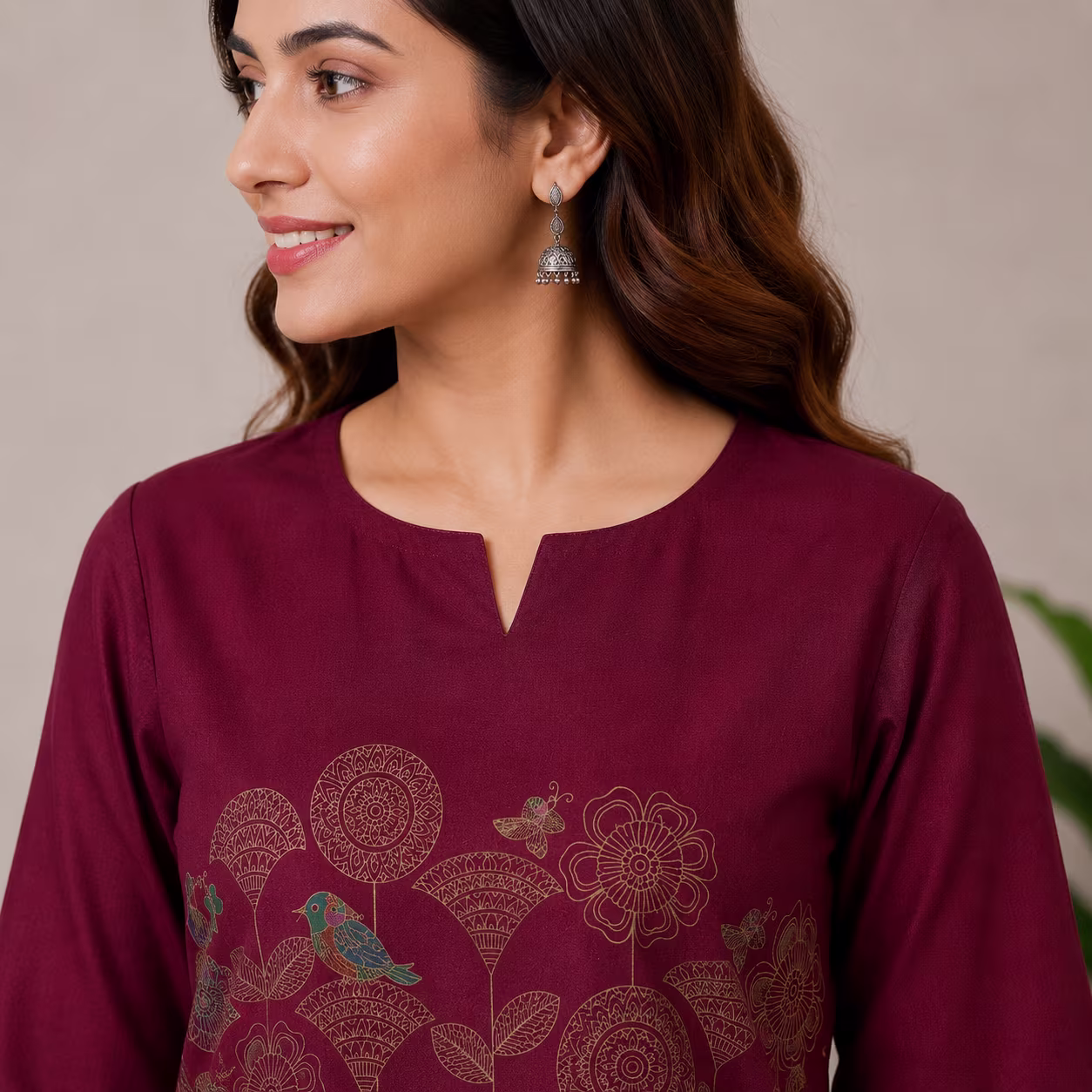 Women Printed Kurta Palazzo Set | 3/4 Sleeve Straight Kurti with Wide Leg Palazzo | Ethnic Wear Set - Image 14