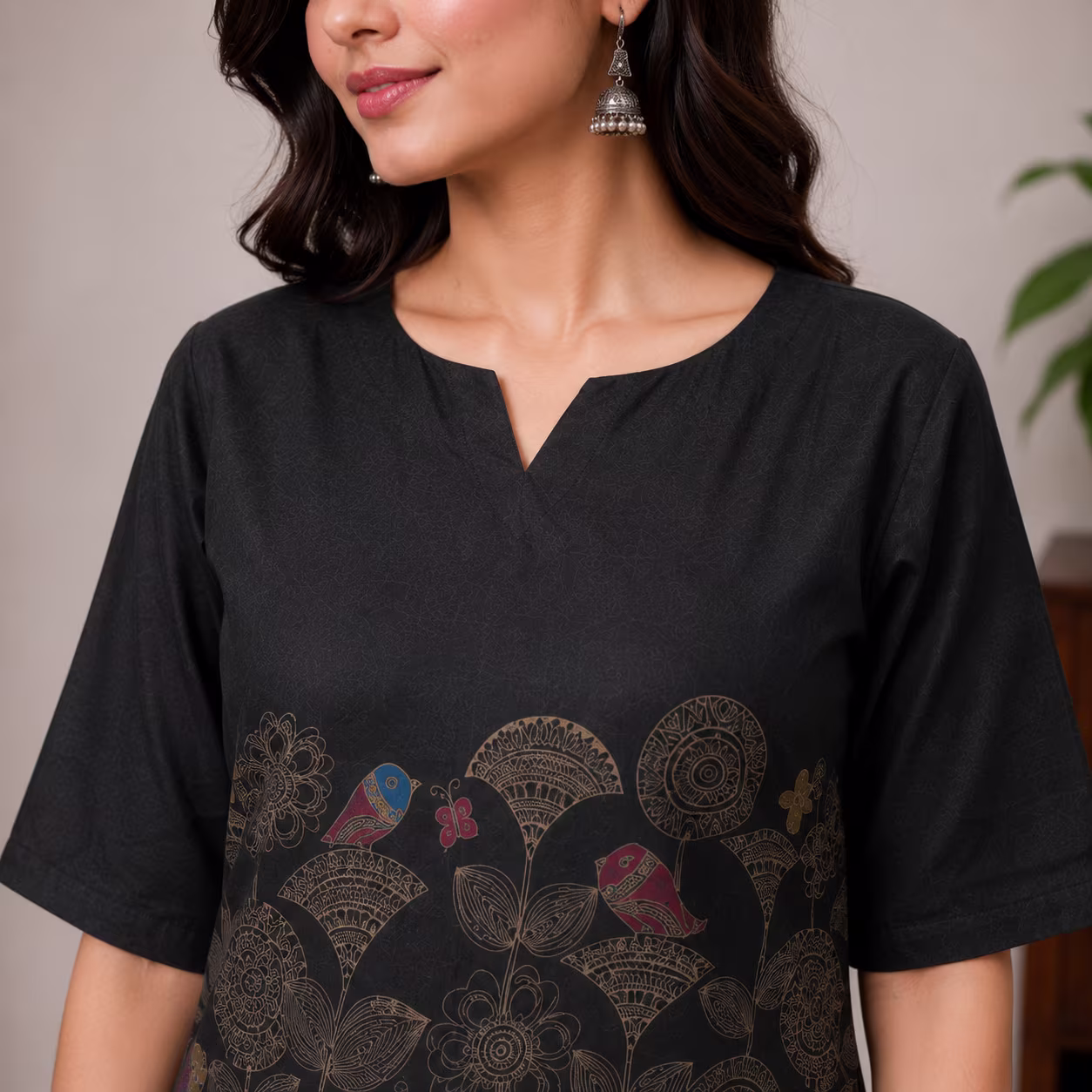 Women Printed Kurta Palazzo Set | 3/4 Sleeve Straight Kurti with Wide Leg Palazzo | Ethnic Wear Set - Image 9